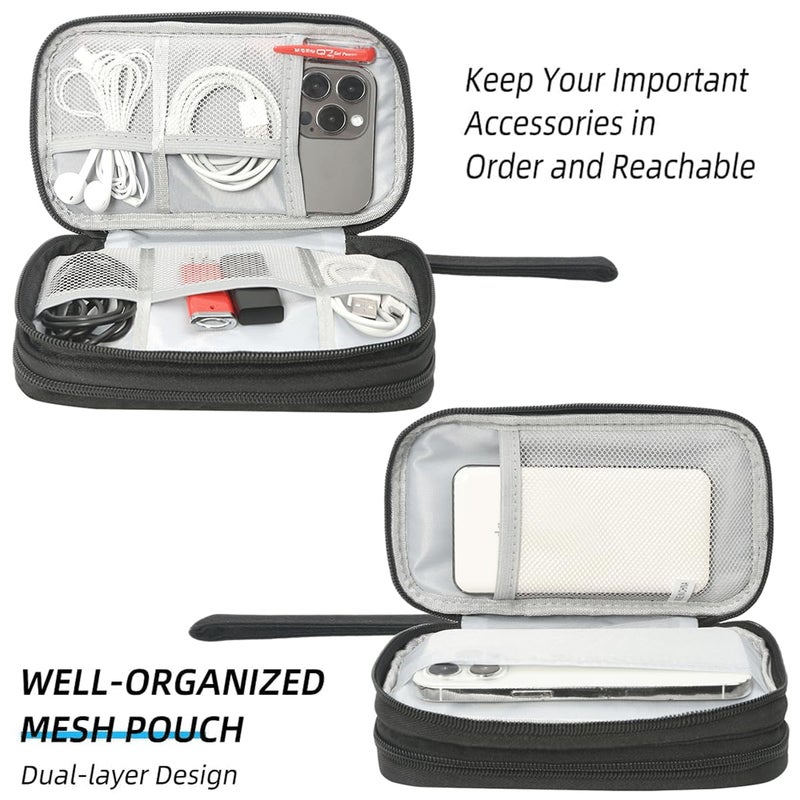 CAAORDKSO Electronics Organizer Travel Bag  Small Cable Organizer Case Waterproof Accessories Pouch  Travel Electronic Carrying Case for Cord  Charger  Phone  USB  Power Bank  Earphone (Black  Medium) - Image 5